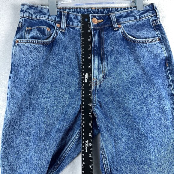 Divided By H&M Ankle Jeans Asid Wash Raw Hem 100% Cotton Womens Blue Size 12 - Picture 9 of 12
